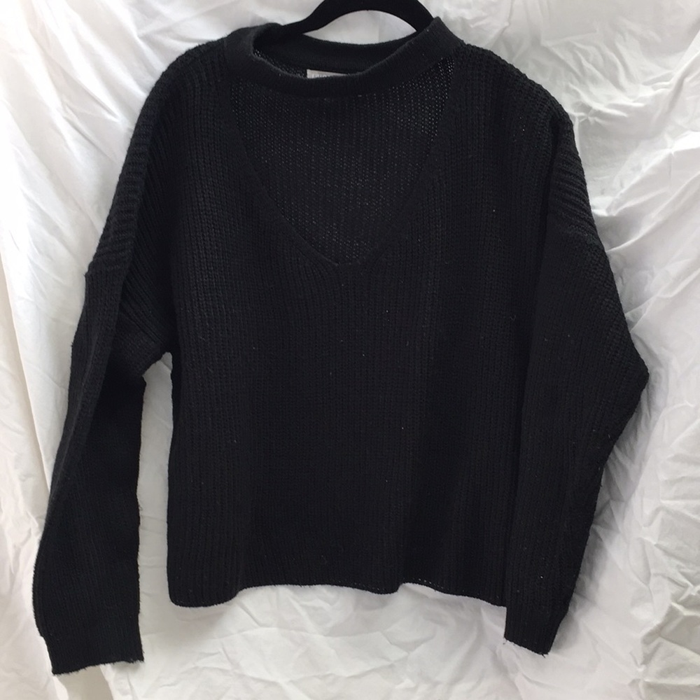 Black LF sweater with neck cut out